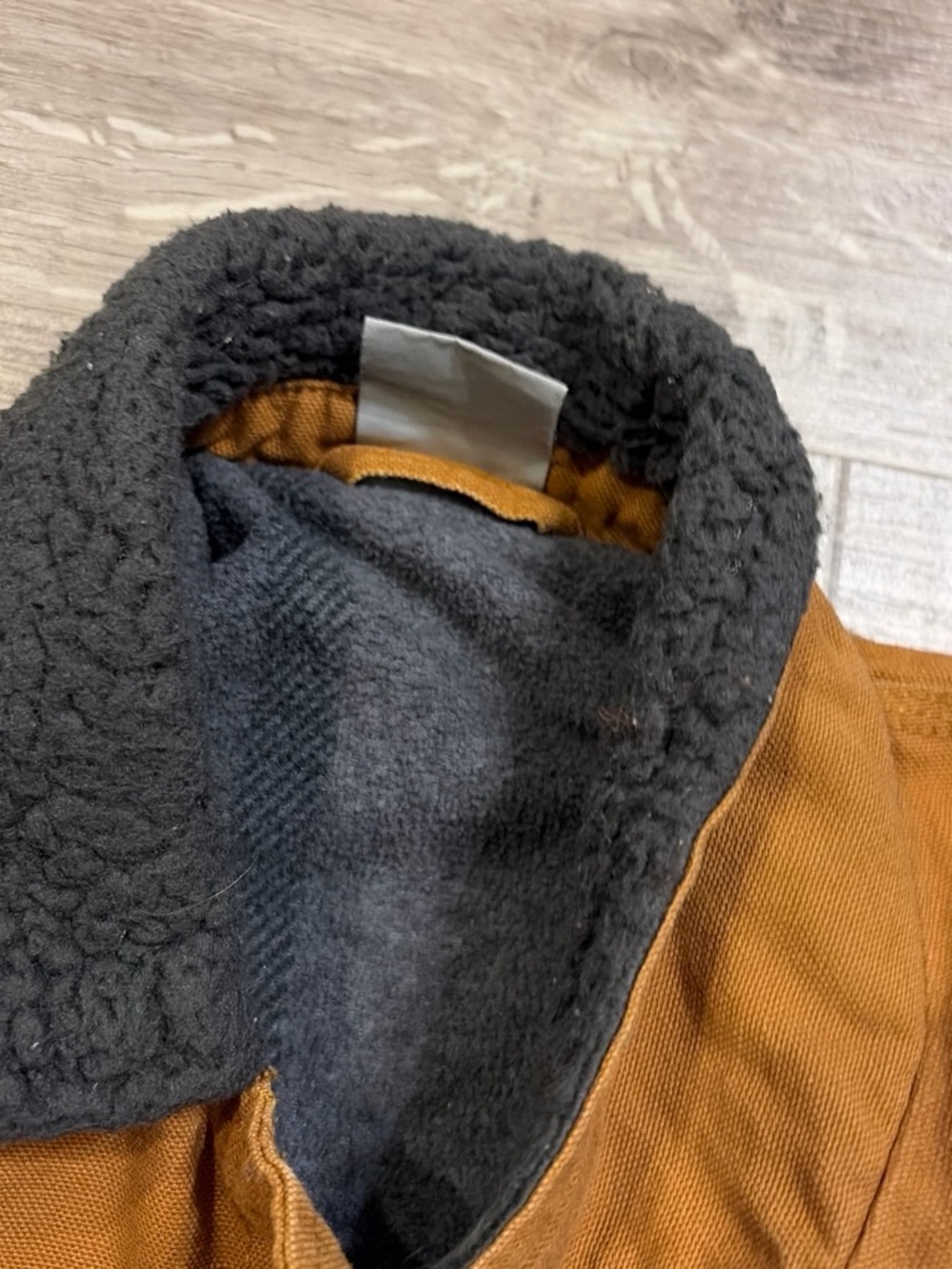 Carhartt Brown Duck Canvas Jacket with Black Sherpa Collar - Picture 2 of 4